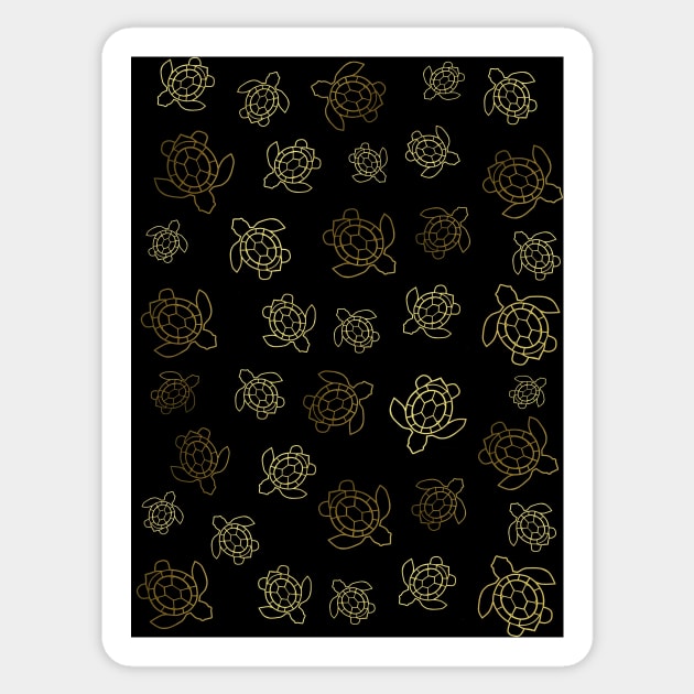 BLACK And Gold Sea Turtle Love Sticker by SartorisArt1